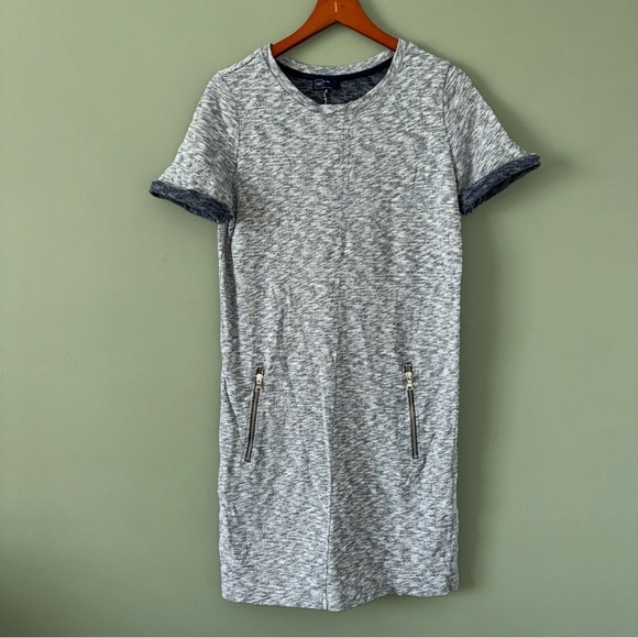 GAP Womens Navy Heathered Sweater Knit Dress Zipper Pockets Sheath Tall Medium - Picture 1 of 9